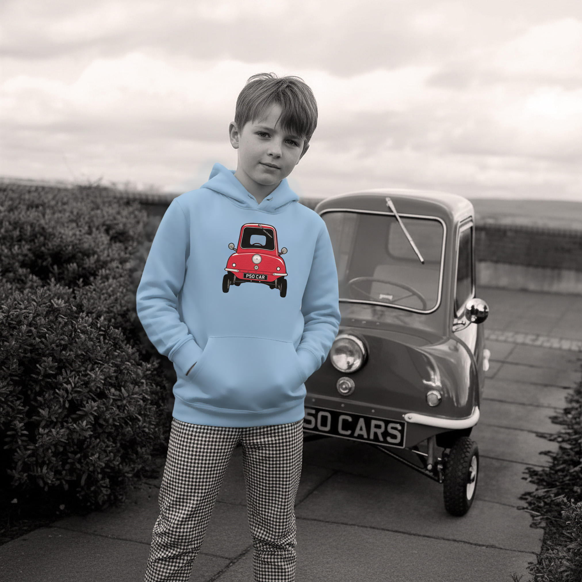 Peel P50 Front Behind Trident Blue RedP50 Kid Hoodie 01