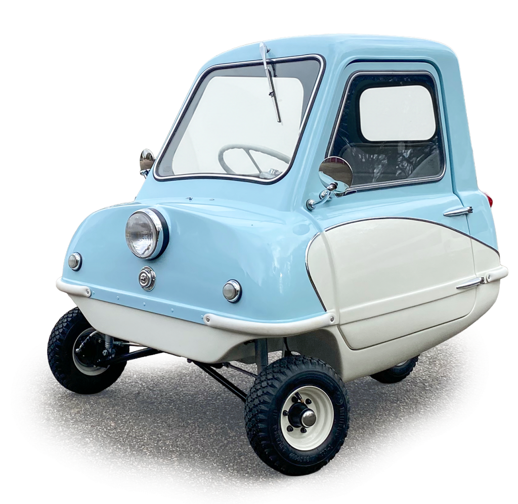 Peel P50 Two Tone Trident Blue Daytona White Chrome Trim 01