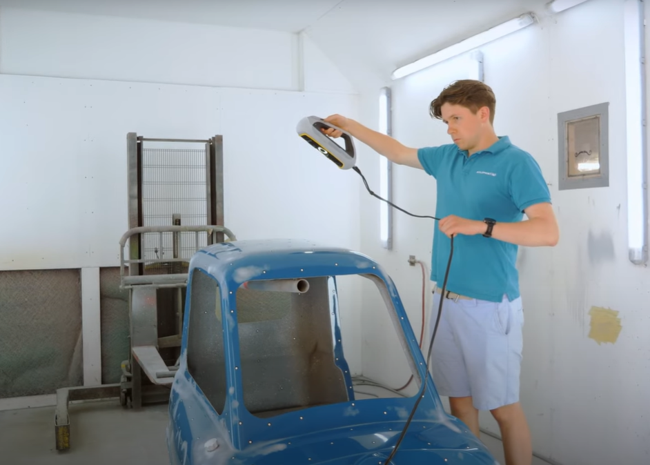 Peel P50 undergoing high-resolution handheld 3D scanning during the Peel × Peel collaboration.