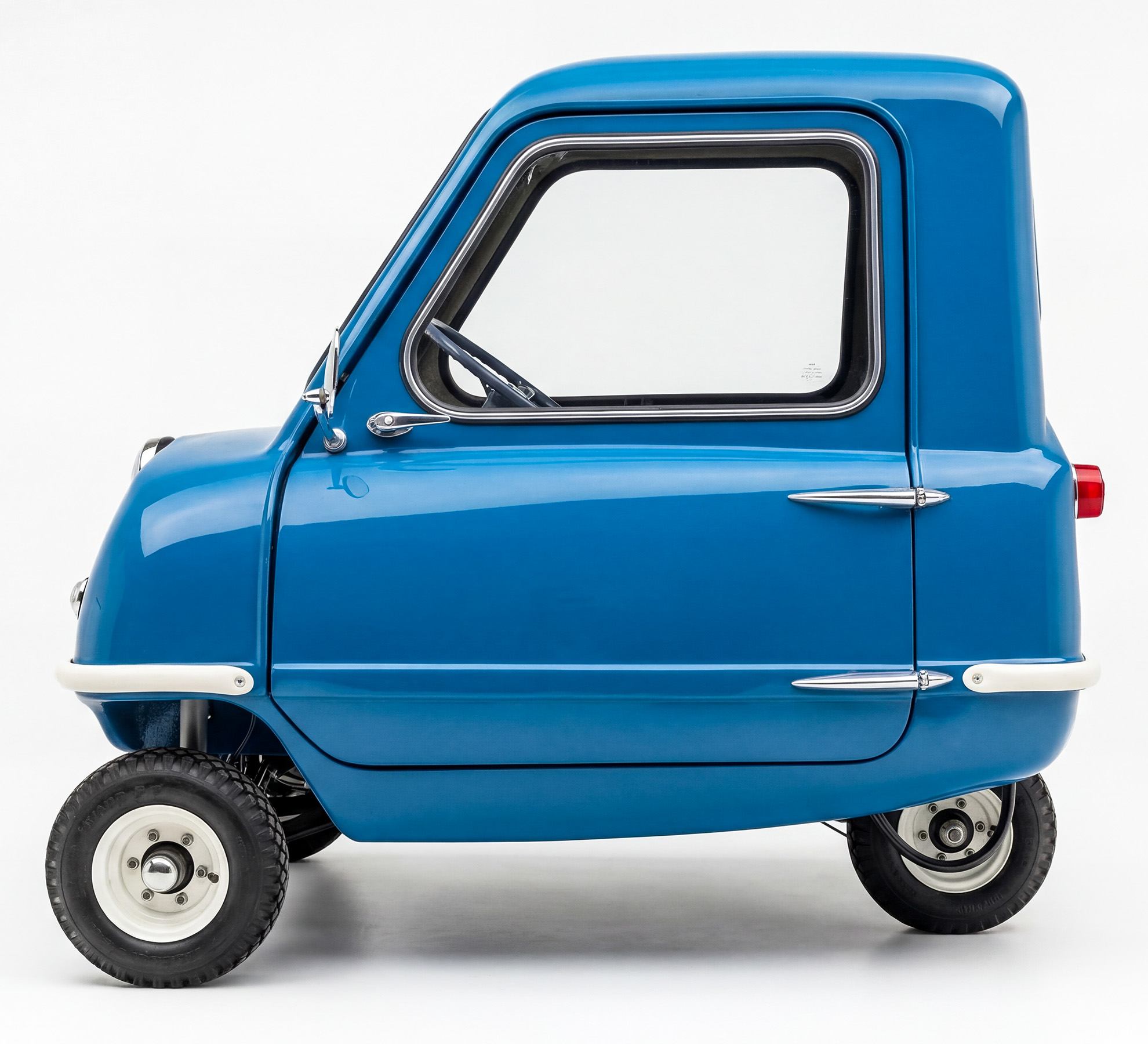 Peel P50 Blue Door Side Profile Rep Capri Blue Zoomed